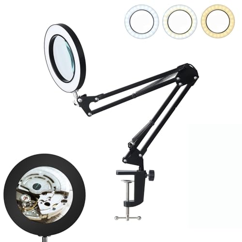 Loupe 5x avec lumière et lampe de bureau pliable à intensité réglable