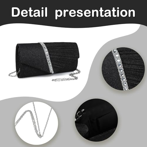 Gladdon Clutch Damen, Glitzer Abendtasche,Glänzende Elegante Envelope Tasche,Strassstein Cross Body Umhängetasche für Hochzeit Party Bankett Feiertage,Geschenk – Bild 4