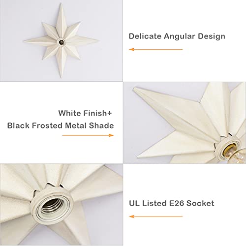 Airposta 16 Inch Flush Mount Ceiling Light, Modern Farmhouse White Star Ceiling Light, Vintage Star Light Fixtures Ceiling For Hallway, Entryway, Study Room, Bedside, Stair, Foyer, Kitchen, Bathroom #TOP4