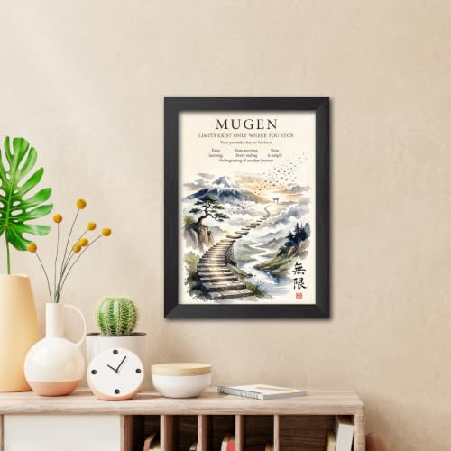 Image of TenorArts Japanese Philosophical Quotes Photo Frame Painting, Mugen Poster Framed Wall Hanging Decor Paintings For Bedroom Living Room Home and Cafe, Minimal Drawing Framed Posters for Decorations (9x12 inches)