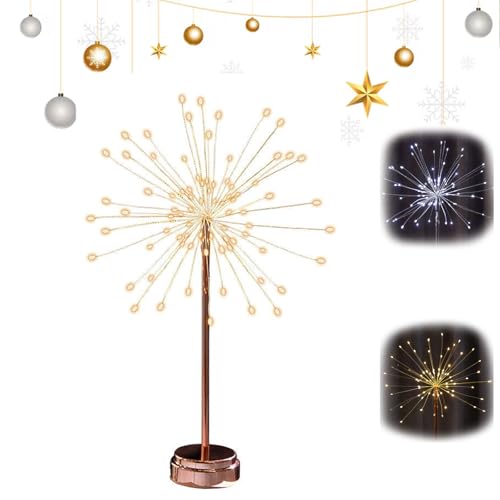 Table Lights, 2026 Upgraded Mini Table Starburst Silver, LED Twinkle Firework Light for Christmas Party Indoor Decor Gift (Warm,1)