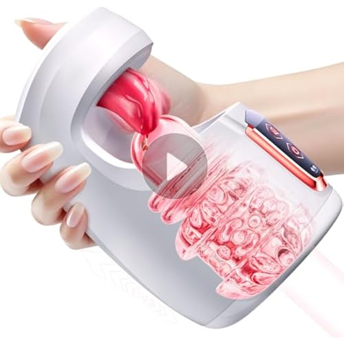 Tongue Male Masturbator Sex Toys, Pocket Pussy with 10 Licking, White