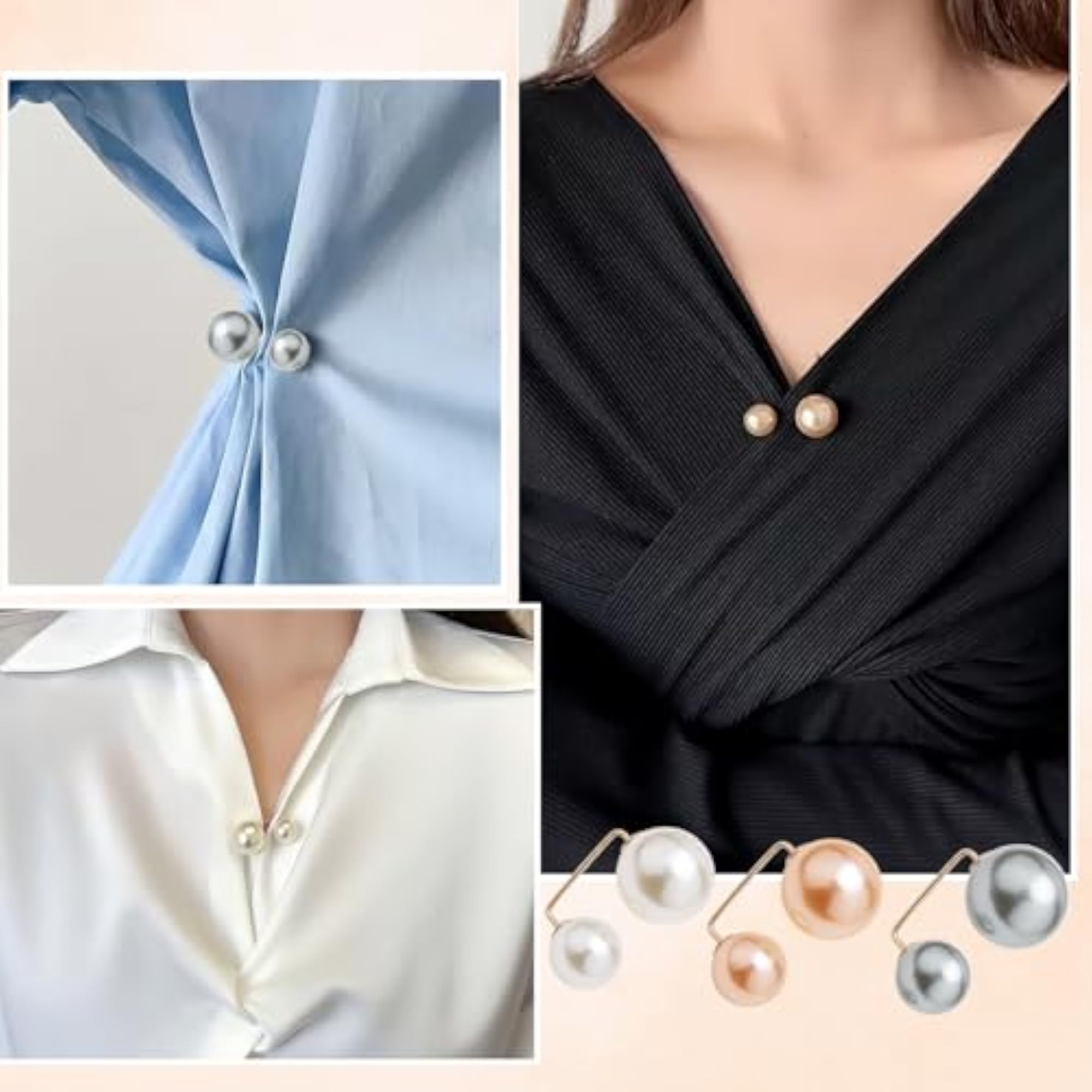 8pcs Artificial Pearl Brooch Saree Pin Set