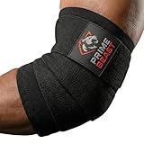 Prime Beast Elbow Wraps for Weightlifting, Powerlifting - 40” 45” 50” Compression Wraps & Sleeve Design for Bench Press and Fitness Training (1 Pair, Medium)