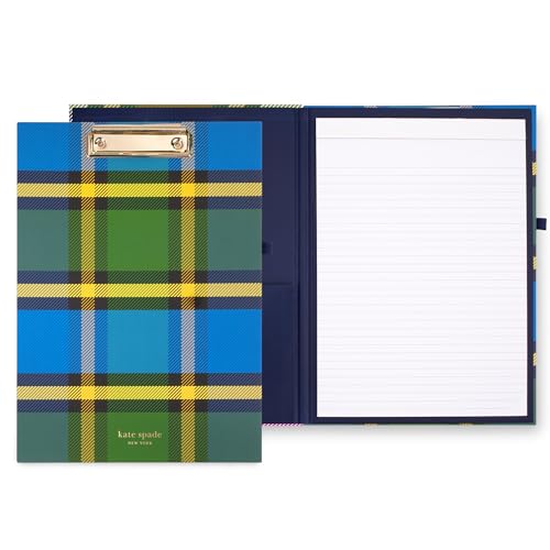 Porte-bloc d'architecte Kate Spade Grand Plaid Duo rigide de haute qualité