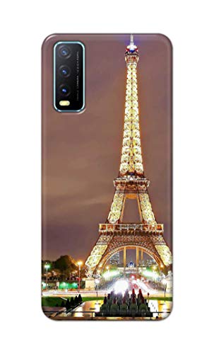 Image of PRINTFIDAA Lovers Famous Place Eiffel Tower in Paris Printed Designer Hard Case for Vivo Y20 / Vivo Y20i / Y20s / Y20G / Vivo Y12s / Y20S (G) Back Cover -(e) RPM1009