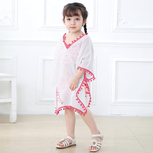 Zando Kids Swim Cover Up Girls Kids Cover Ups For Swimwear 7-8 Girls Bathing Suit Cover Up White Girls Beach Coverup Girls Coverups For Bathing Suits V-Neck Quick Dry Kids Swimsuit Cover Up Size 6-9 #TOP2