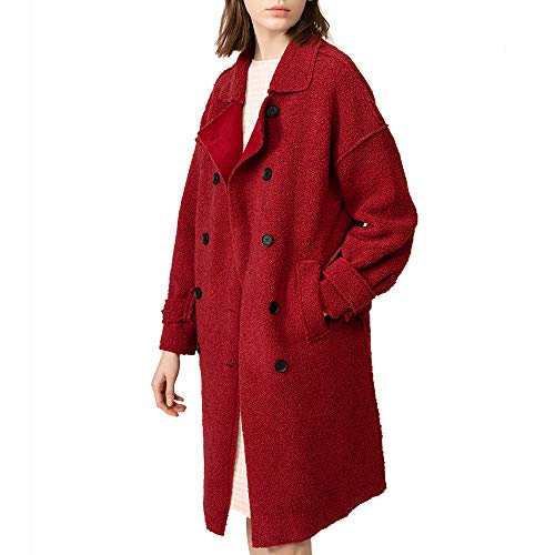 URLAZH Women's Fashion Faux Fur Autumn Shearling Fuzzy Soft Fleece Shaggy Plush Teddy Coat Jacket Winter Warm Overcoat Burgundy
