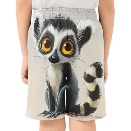 DOMIKING Cute Lemur Beige Kids Shorts Pull-on Boys Shorts with Elastic Waist Casual Athletic Pants for Summer Playwear3