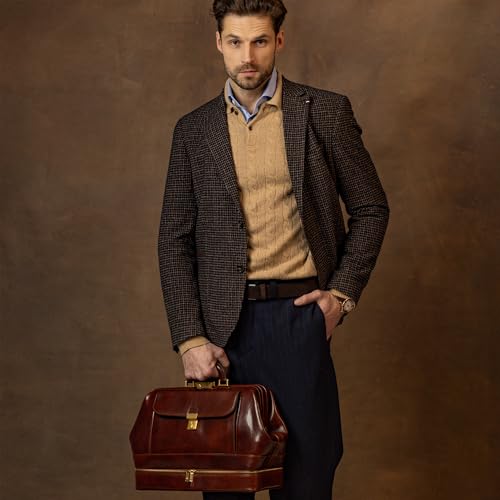 Image of Time Resistance Leather Doctor Bag - Italian Handmade Medical Bag - Vintage Style Handbag - Real Leather Briefcase