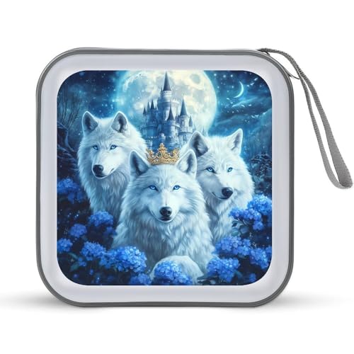 Wolf King Flower CD Case Portable DVD Holder Storage Organizer for Home Travel
