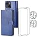 [5 in 1] Uluck for iPhone 14 Plus Case Wallet with Card Holder,PU Leather Case RFID Blocking Stand Cover Magnetic Case with 2X Screen & 2X Camera Lens Protector, Shockproof Flip Phone Case 6.7 inch