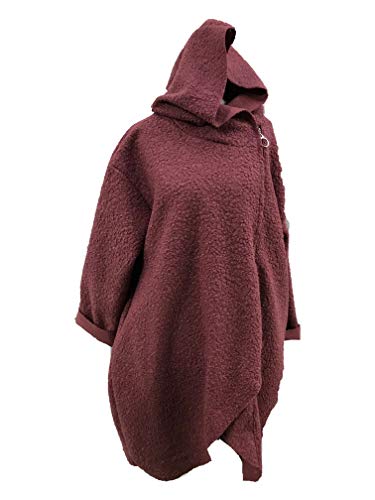 Veste à capuche avec fermeture éclair latérale pour femme rouge taille unique