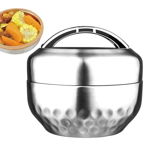 大人用ステンレス弁当箱,2段ジャー,1リットルステンレス製スナックミールプレップ容器取手付き | 大人の仕事や学校での食事保存用