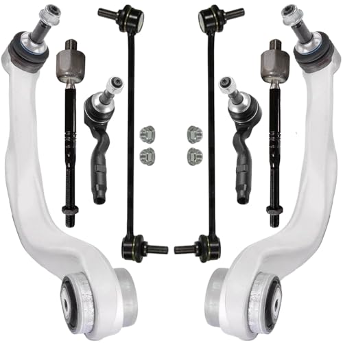 Image of Detroit Axle - Front 8pc End Suspension Kit for BMW 535i 550i GT 740Ld 740Li 750i 750Li Alpina B7 xDrive, 2 Lower Forward Control Arms Ball Joint 2 Sway Bars 4 Inner Outer Tie Rods Replacement