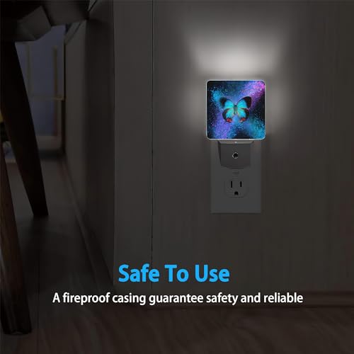 Image of Night Lights Plug into Wall Colorful Blue Butterfly Night Lights Dusk to Dawn Sensor Led Lamp for Women Men,Led Lights for Stairway /Hallway /Bedroom,0.5W