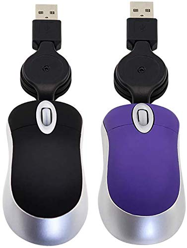 elec SpaceSTAR-LINK Mini Travel USB Optical Mouse Retractable Mouse for PC Laptop Notebook (Black-Purple)