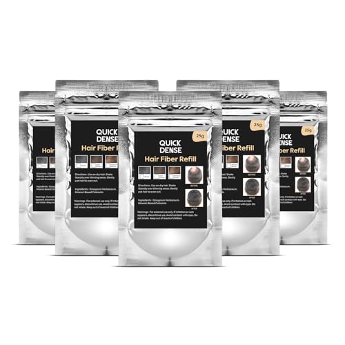 Image of Hair Building Fiber Refill Pack | Plant Based Cotton Fibers Refill Bag for Men & Women | Styling Accessory for Thin Hair Appearance | Natural Look - Black (Pack of 5)