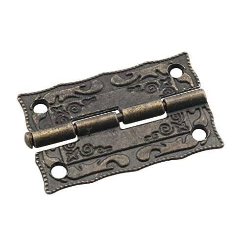 Yhxixi Antique Bronze Furniture Decorative Hardware Rectangle Right Hook Hasp Latch And Engraved Hinge Kit For Jewelry Wooden Box (1 X Hasp + 2 X Hinges + 14 X Screws) #TOP5