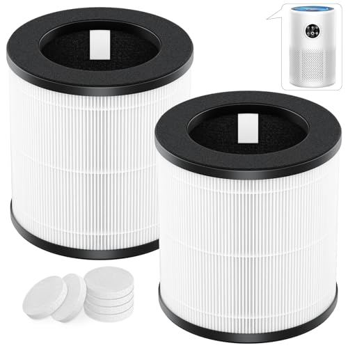 D10 Replacement Filter Compatible with Tailulu D10 Air Purifier, H13 True HEPA Filter, 3-Stage Filtration System, 2 Pack (with 6-Pieces Aroma Pad)