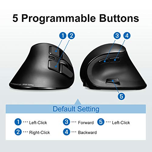Sanwa Dual Mode (Bluetooth 5.0 + 2.4G Wireless) Ergonomic Mouse With Display, Rechargeable Vertical Mice, 5 Programmable Buttons, Adjustable Dpi, Compatible With Macbook, Windows, Macos, Ipad, Android #TOP3