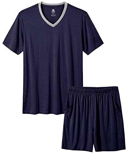 Image of MoFiz Mens Pajamas Set Short Sleeve PJ's Sleep Lounge Sleepwear Cool Pyjama Summer Sets Comfortable Lightweight