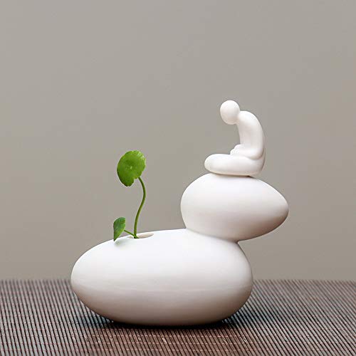 Creative Simple Ceramic No Phase Buddha Figure Monk Hydroponic Flower Arrangement Device Home Office Desktop Small Ornaments (01) #TOP1