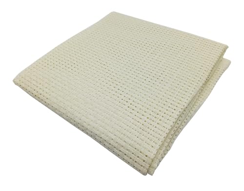 Image of M Fabrics 4 Count Aida Fabric Off White | 5 Meters 36 Inch Width | Cross Stitch Embroidery Cloth Canvas for Needlework Sewing DIY Craft Matty Fabric - 5 Meters