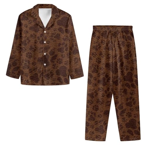 Mens Comfortable Pajama Set, Men's Anti-Wrinkle Long Sleeve Button-Down Pajama Set with Pockets & Elastic Band3