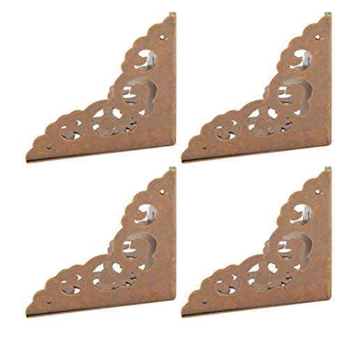 Image of Hilitand 4 Pack Furniture Corner Protector, Metal Safety Furniture Bumpers Corner Guard Jewelry Box Guard Cover (Bronze)