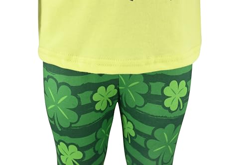 Image of Unique Baby 2 Piece Girls Printed Leggings Outfit with Short Sleeve Shirt Kid and Toddler Clothes Set