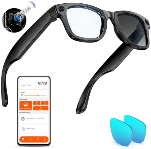 Mingtawn AI Smart Glasses 4K HD-Kamera, 290 mAh, 800 W Anti-Verwacklungs-Kamera-Brille mit Videoaufzeichnung, Dual-Mikrofon, Simultanübersetzung/GPT-Objektidentifizierung (Photochr