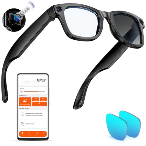 Mingtawn AI Smart Glasses 4K HD-Kamera, 290 mAh, 800 W Anti-Verwacklungs-Kamera-Brille mit Videoaufzeichnung, Dual-Mikrofon, Simultanübersetzung/GPT-Objektidentifizierung (Photochrome Gläser)