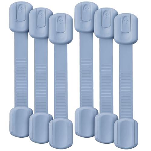 Image of Bate- Child Safety Strap Locks, 6 Pack, Dusty Blue, Baby Locks for Cabinets, Drawers, Kitchen, Toilet, Furniture, Fridge, Multi-Purpose, Easy Install with Quick 3M Adhesive for Childproofing