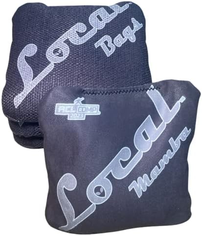 Local Bags 2022-2023 American Cornhole League Comp Approved. -Mamba Series- Set of 4 Bags- Double Sided Stick and Slick Professional Style Cornhole Bags. Made in USA