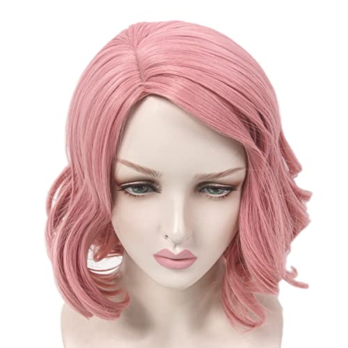 STfantasy Short Pink Wavy Womens Wig Heat Resistant Synthetic Hair for Women Fancy Dress Cosplay Party Costume Canival - Image 2