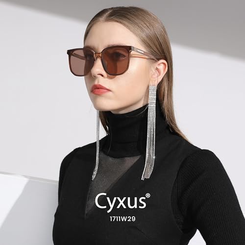 Cyxus Polarized Oversized Square Sunglasses for Women Men UV Protection TR Frame 17113