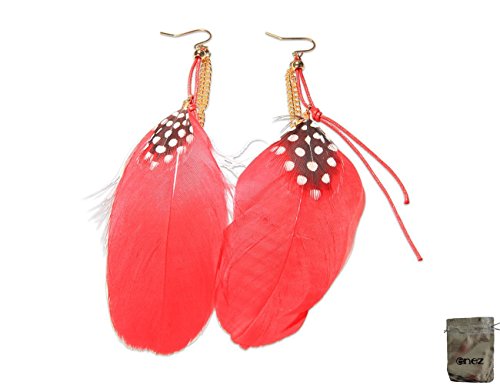 Preisvergleich Produktbild Original Enez Ohrringe Ohrhänger-Ohrstecker Feder 10,0cm R993 + Geschenkbeutel