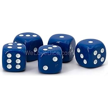 16 mm W6 Cube Dark Blue/White Made in Germany Pack of 5