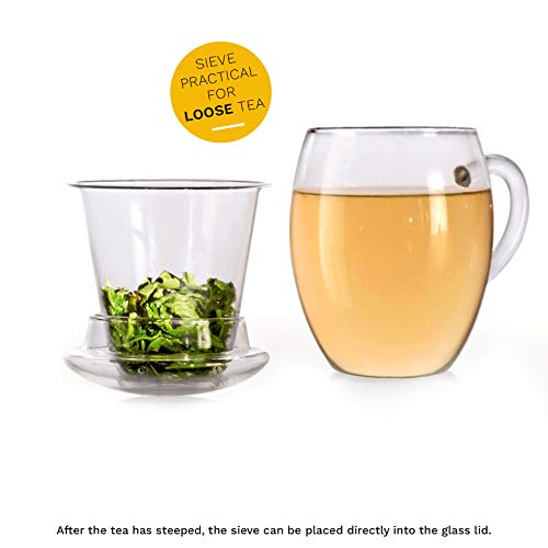 Creano - All-In-One - Tea Glass With Glass Filter And Lid - Glass Mug With Strainer - Infuser - 14Oz (400Ml) #TOP3