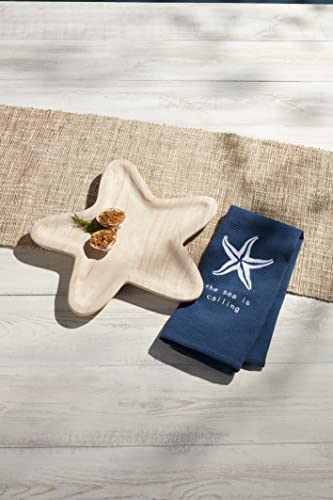 Mud Pie Starfish Tray & Towel Set, Tray 12 1/2" X 13 1/2" | Towel 25" X 16" #TOP1