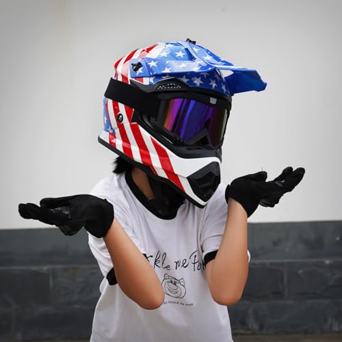Image of VCOROS Youth Kids Dirt Bike Helmets,Kids Motocross Helmets DOT Approved