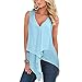 NP Estate Chiffon Camicetta Donne Senza Maniche Scollo A V Camicette Camicia Blusas Feminina, blu cielo, XL