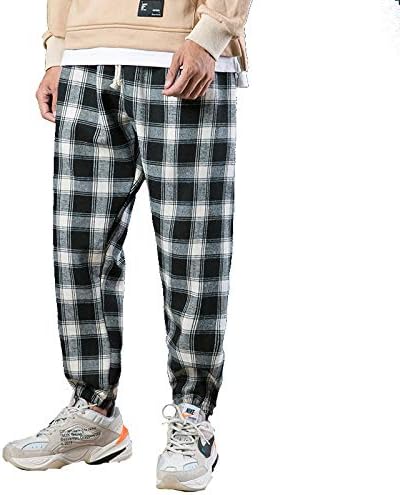 Amazon メンズ ジョガーパンツ チェック柄 ズボン テーパード トラックパンツ カジュアル ゆったり サルエルパンツ ストリート 春秋 ヒップホップ ロングパンツ 通販