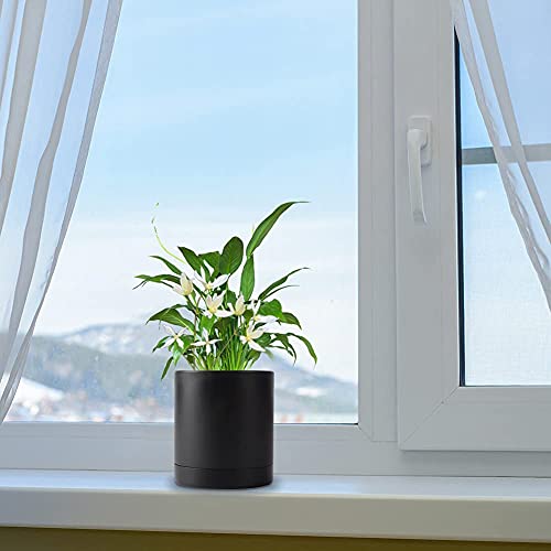 Spepla Flower Pots Set Of 4, 4/5/6/7 Inch Plant Pot With Drainage Holes, Planters For Indoor Outdoor Gardening Plants, Black #TOP2