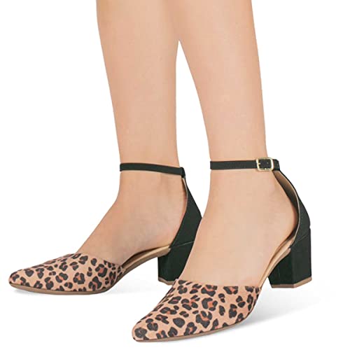 Scarpin Feminino Salomé Salto Bloco Estampa Bico Fino A2.20 Y Cor:Preto;Tamanho:37;Genero:Feminino