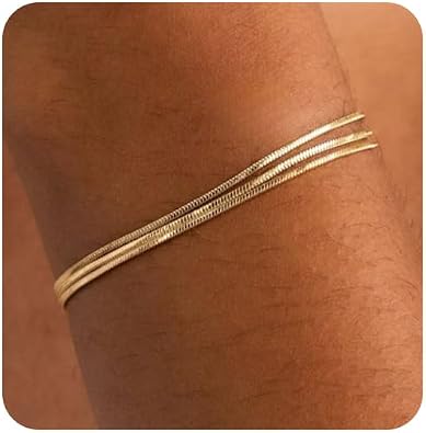 Quietsun Gifts for Her Women Mom Teen Girls Gift Teenage Gold Bracelets Waterproof Trendy Jewelry Bangles Best Friend Bracelet Stack Pulseras Para Mujer Christmas Stocking Stuffers Valentines Day