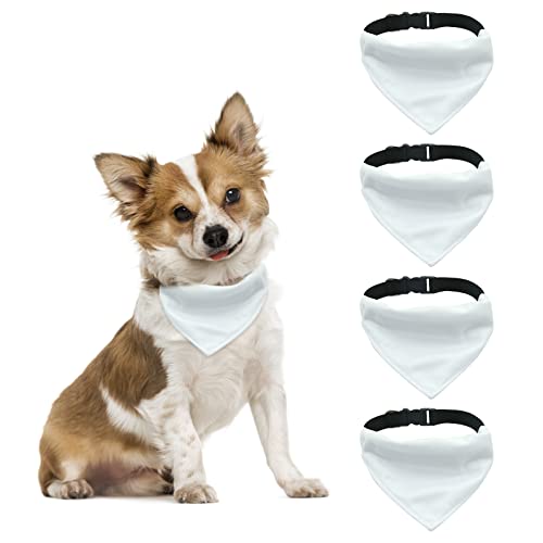 HACRAHO Collar bandana para perro, 4 piezas de bufanda triangular blanca sólida para mascotas, pañuelo triangular con hebilla ajustable para perros medianos y grandes, L