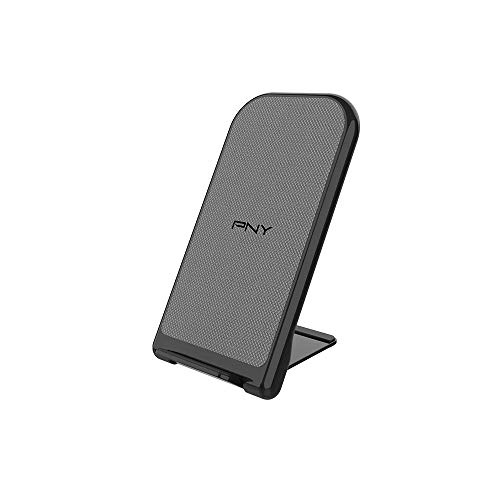 PNY Chargeur sans Fil à Induction, Jusqu'à 10W, Certifié Qi, pour Tous Les Smartphones équipés Qi, Fini en Tissu Gris, Charge Possible en Mode Paysage et Portrait,...