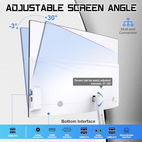 Image of All-in-One Desktop Computer PC, 24 inch FHD Curved Display Monitor I3-8100T Quad-Core Processor 16GB RAM 512GB SSD Desktop, WiFi Bluetooth Keyboard & Mouse for Home Business Office Gaming